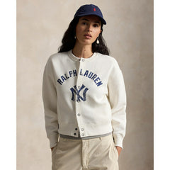 Yankees Polo Ralph Lauren Women's Seasonal Knit Full-Snap Cardigan White
