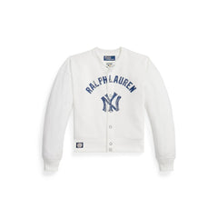 Yankees Polo Ralph Lauren Women's Seasonal Knit Full-Snap Cardigan White