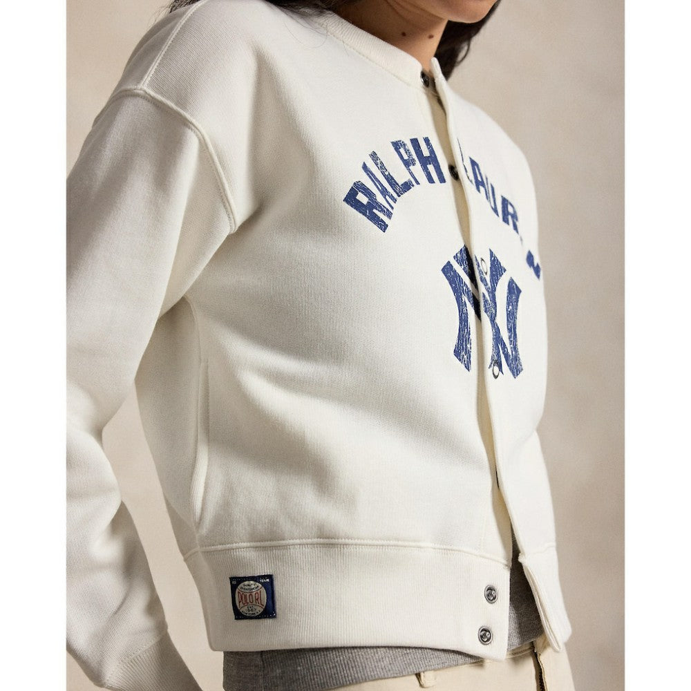 Yankees Polo Ralph Lauren Women's Seasonal Knit Full-Snap Cardigan White