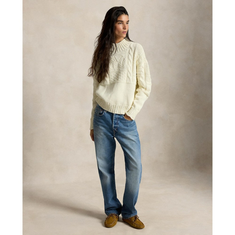 Yankees Polo Ralph Lauren Women's Sweater Cream