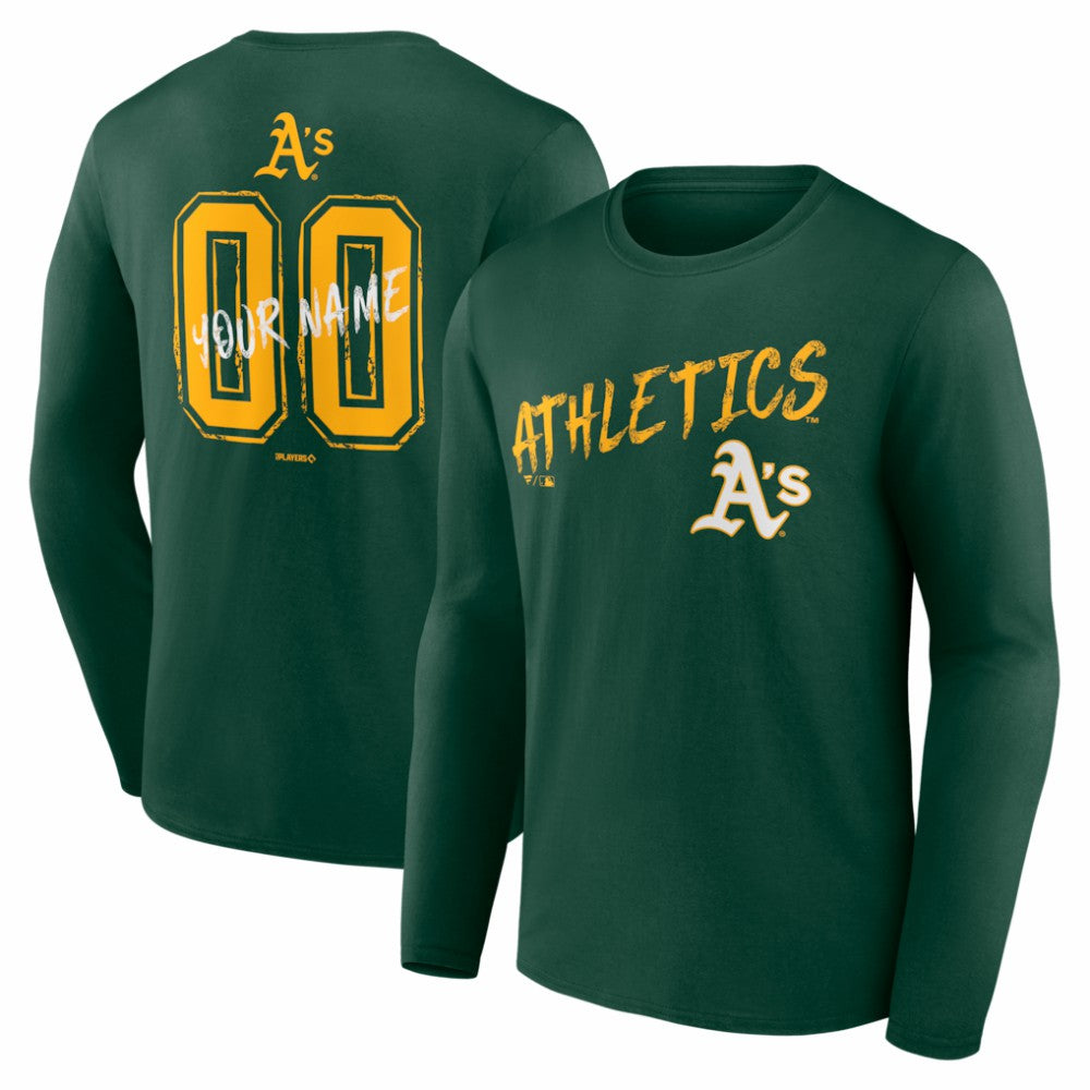 Athletics  Hustle Personalized Name & Number Long Sleeve T-Shirt Green