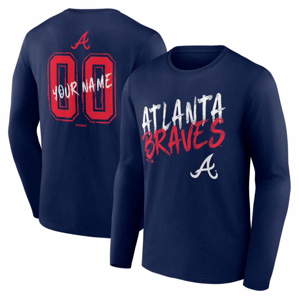 Atlanta Braves  Hustle Personalized Name & Number Long Sleeve T-Shirt Navy