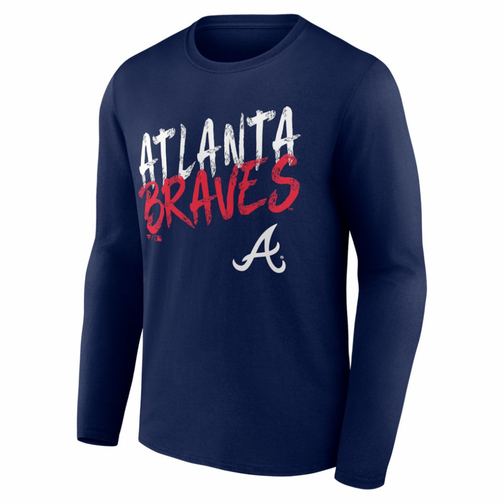 Atlanta Braves  Hustle Personalized Name & Number Long Sleeve T-Shirt Navy