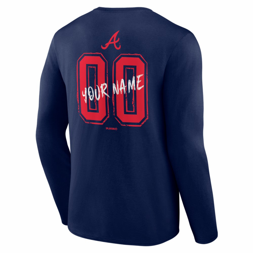 Atlanta Braves  Hustle Personalized Name & Number Long Sleeve T-Shirt Navy