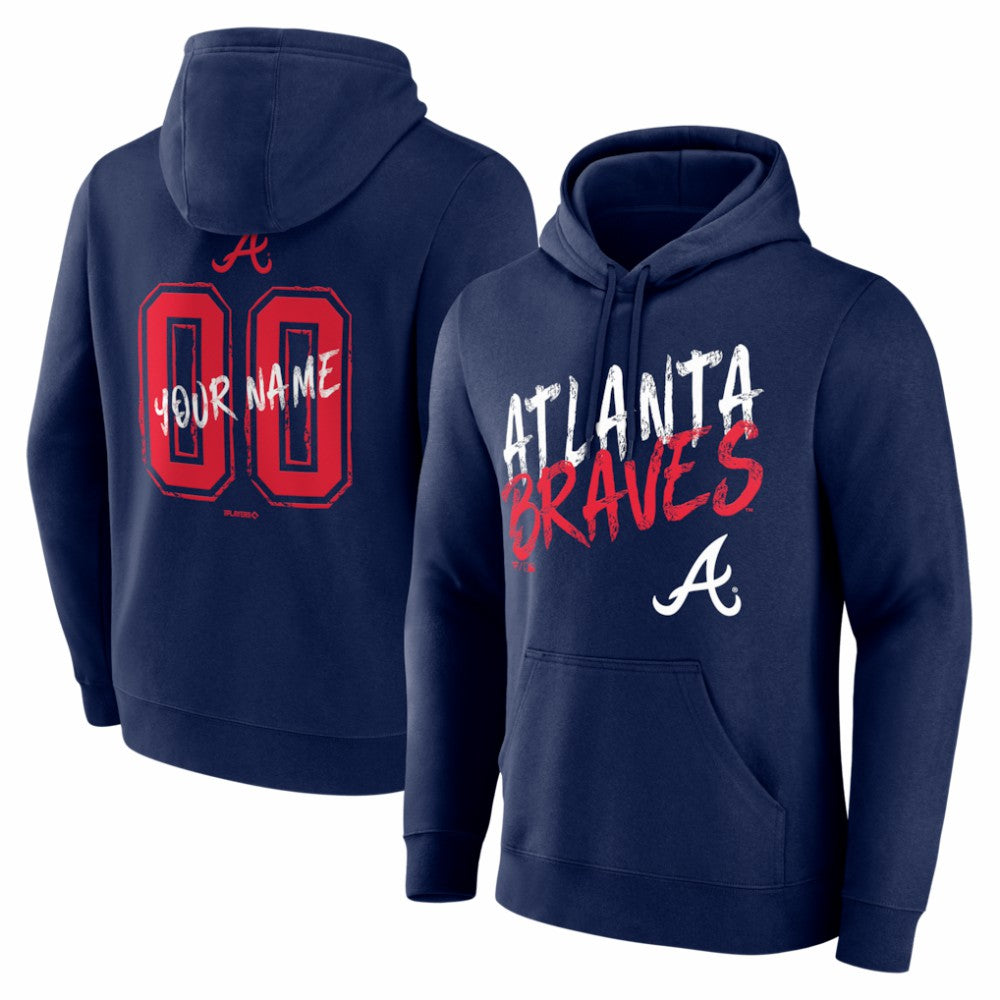 Atlanta Braves  Hustle Personalized Name & Number Hoodie Navy