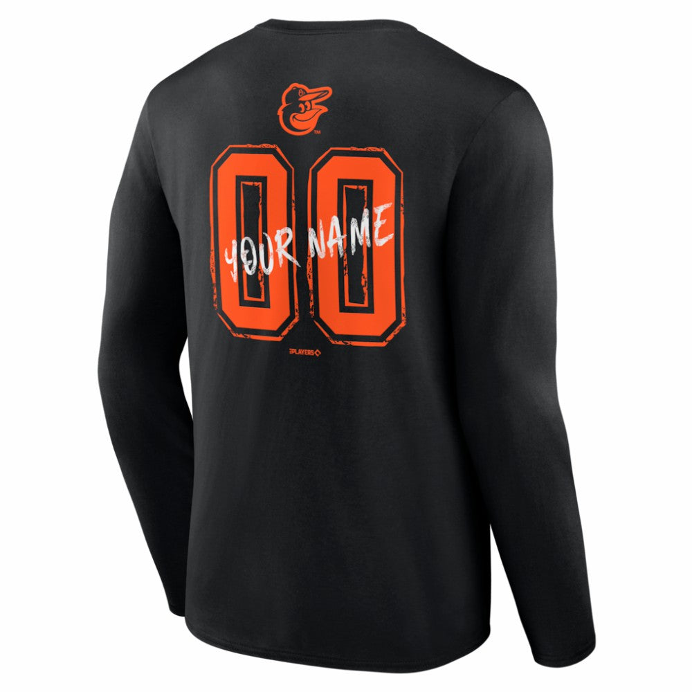 Baltimore Orioles  Hustle Personalized Name & Number Long Sleeve T-Shirt Black