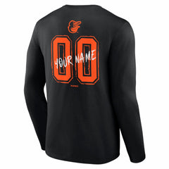 Baltimore Orioles  Hustle Personalized Name & Number Long Sleeve T-Shirt Black