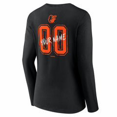 Baltimore Orioles Women's Hustle Personalized Name & Number Long Sleeve V-Neck T-Shirt Black