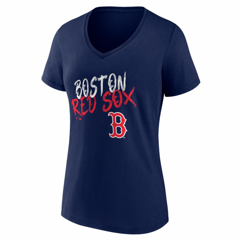 Boston Red Sox Women's Hustle Personalized Name & Number V-Neck T-Shirt Navy