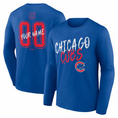 Chicago Cubs  Hustle Personalized Name & Number Long Sleeve T-Shirt Royal