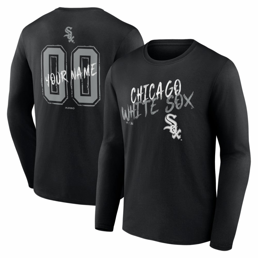 Chicago White Sox  Hustle Personalized Name & Number Long Sleeve T-Shirt Black