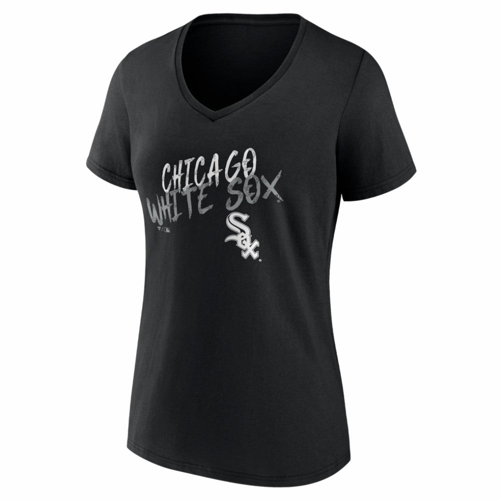 Chicago White Sox Women's Hustle Personalized Name & Number V-Neck T-Shirt Black