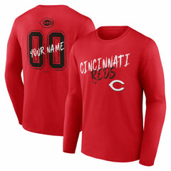Cincinnati Reds  Hustle Personalized Name & Number Long Sleeve T-Shirt Red