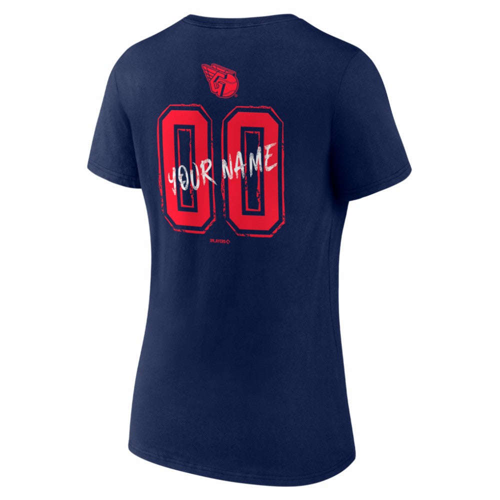 Cleveland Guardians Women's Hustle Personalized Name & Number V-Neck T-Shirt Navy