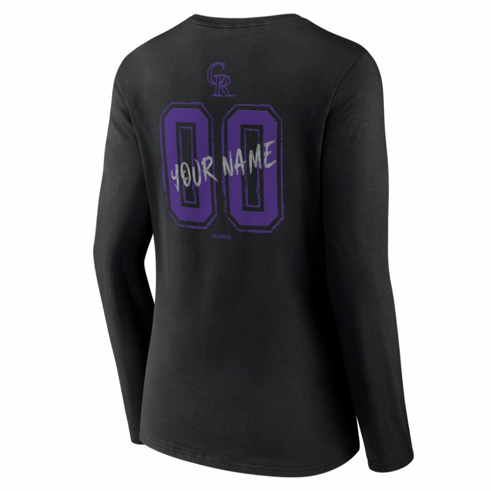 Colorado Rockies Women's Hustle Personalized Name & Number Long Sleeve V-Neck T-Shirt Black