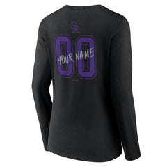Colorado Rockies Women's Hustle Personalized Name & Number Long Sleeve V-Neck T-Shirt Black