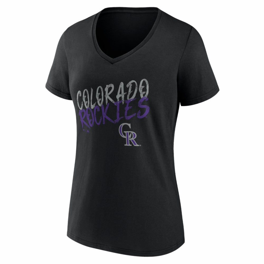 Colorado Rockies Women's Hustle Personalized Name & Number V-Neck T-Shirt Black