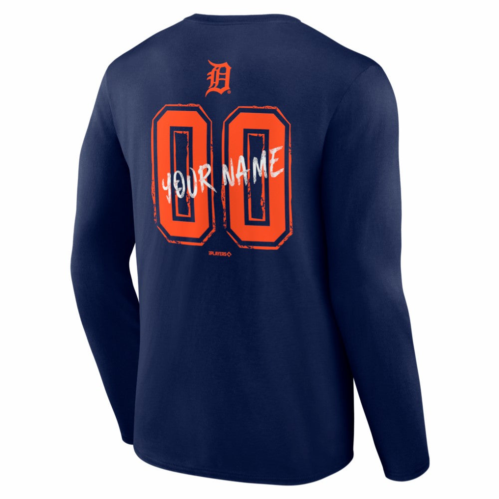 Detroit Tigers  Hustle Personalized Name & Number Long Sleeve T-Shirt Navy