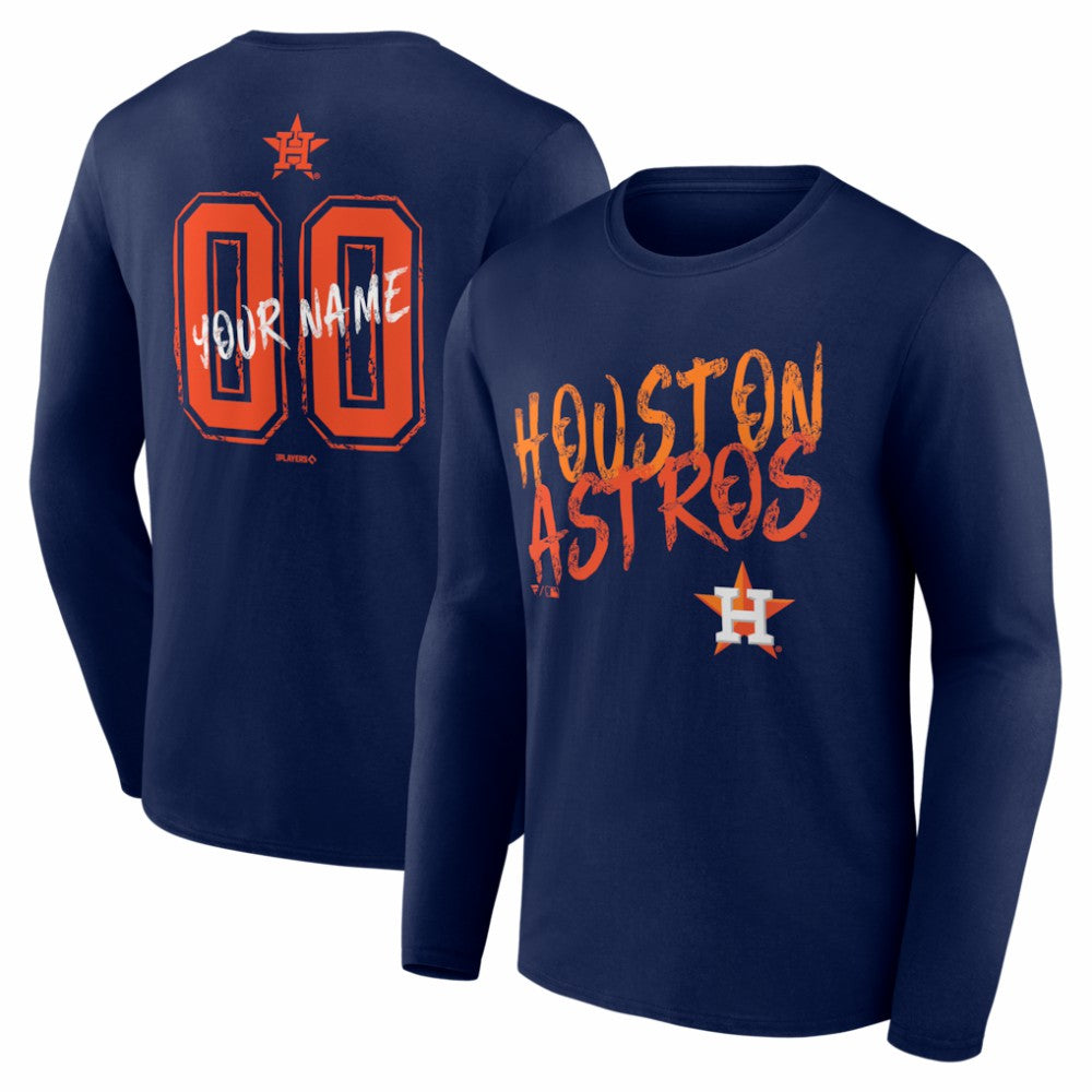 Houston Astros  Hustle Personalized Name & Number Long Sleeve T-Shirt Navy