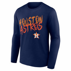 Houston Astros  Hustle Personalized Name & Number Long Sleeve T-Shirt Navy