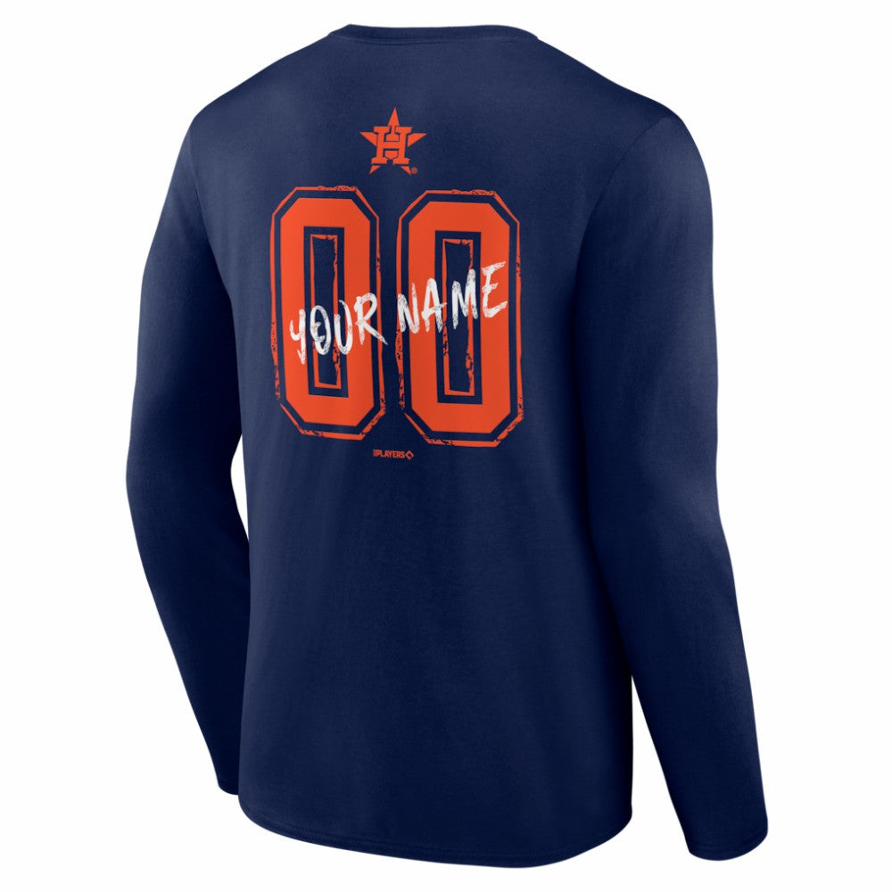 Houston Astros  Hustle Personalized Name & Number Long Sleeve T-Shirt Navy