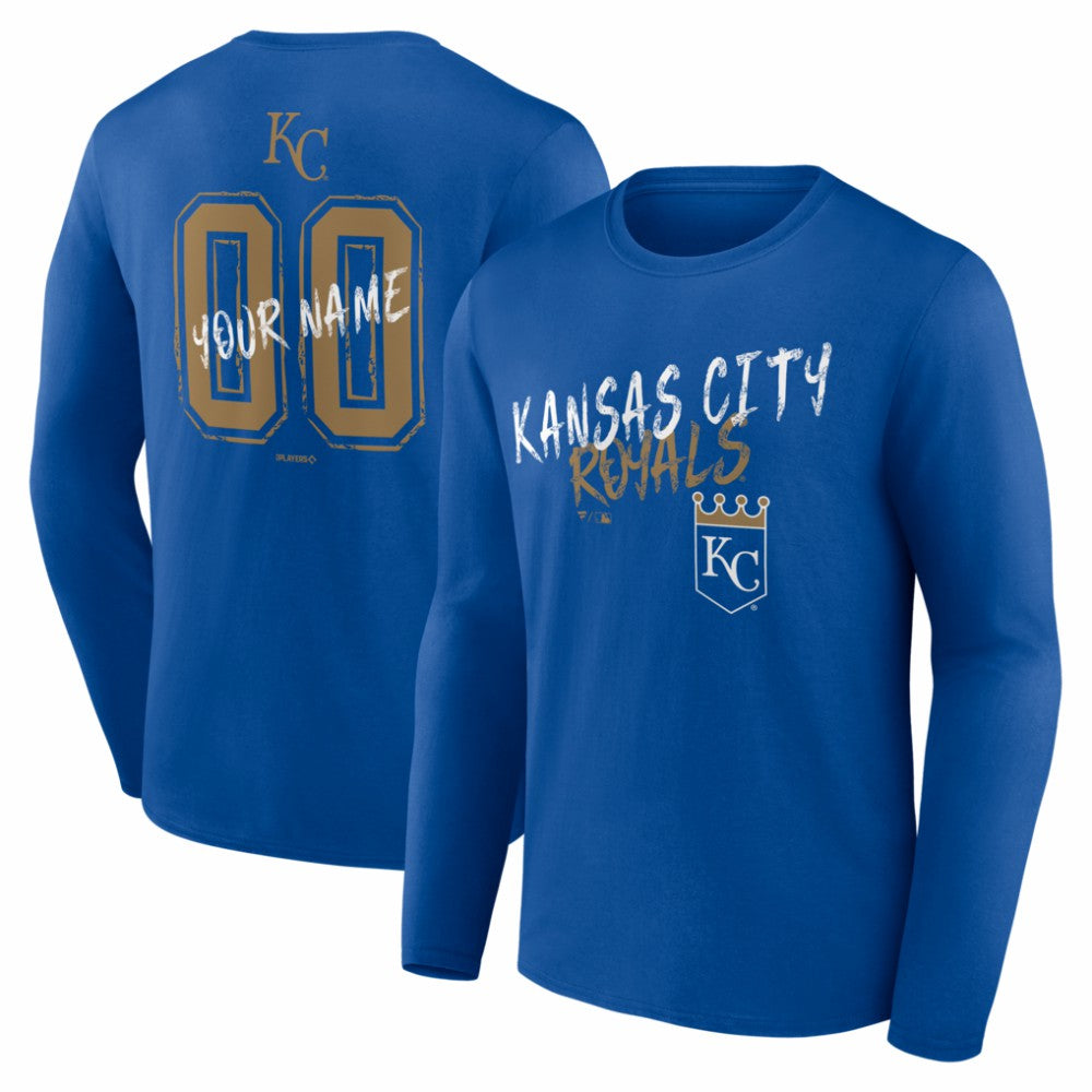 Kansas City Royals  Hustle Personalized Name & Number Long Sleeve T-Shirt Royal