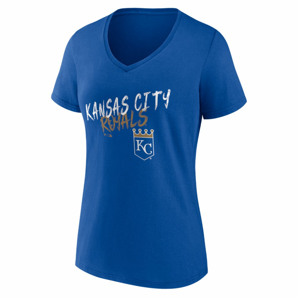 Kansas City Royals Women's Hustle Personalized Name & Number V-Neck T-Shirt Royal