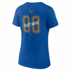 Kansas City Royals Women's Hustle Personalized Name & Number V-Neck T-Shirt Royal