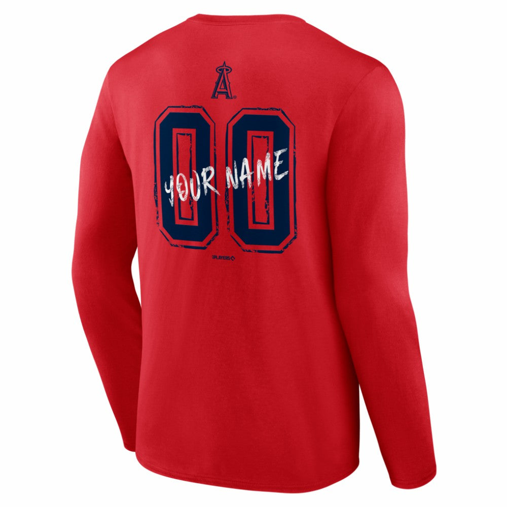 Los Angeles Angels  Hustle Personalized Name & Number Long Sleeve T-Shirt Red