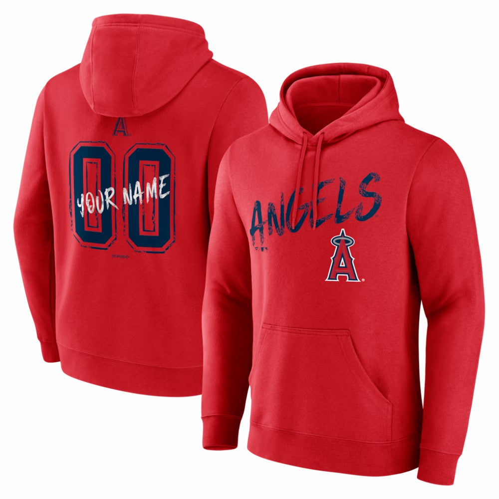 Los Angeles Angels  Hustle Personalized Name & Number Hoodie Red