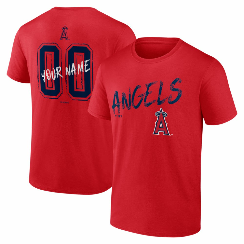Los Angeles Angels  Hustle Personalized Name & Number T-Shirt Red