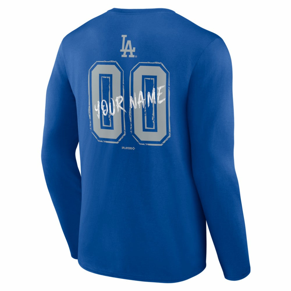 Los Angeles Dodgers  Hustle Personalized Name & Number Long Sleeve T-Shirt Royal