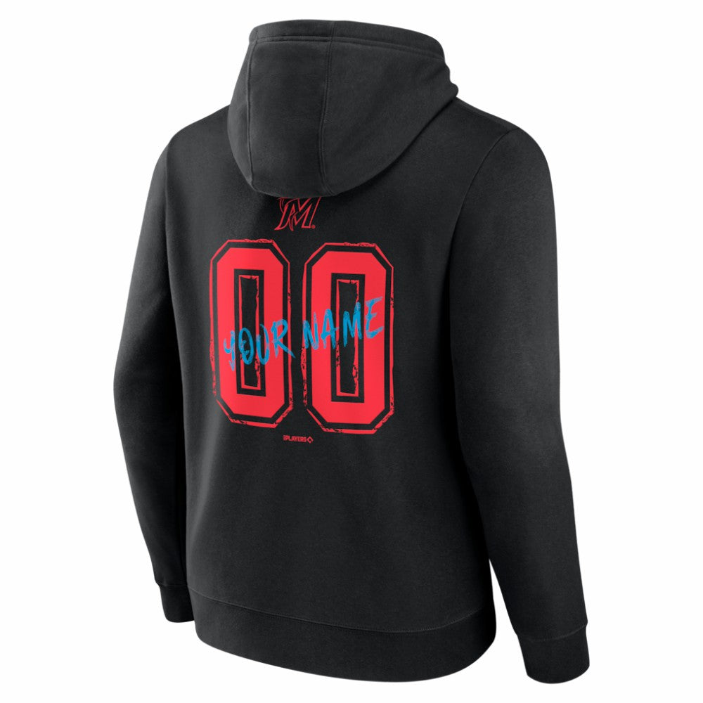 Miami Marlins  Hustle Personalized Name & Number Hoodie Black