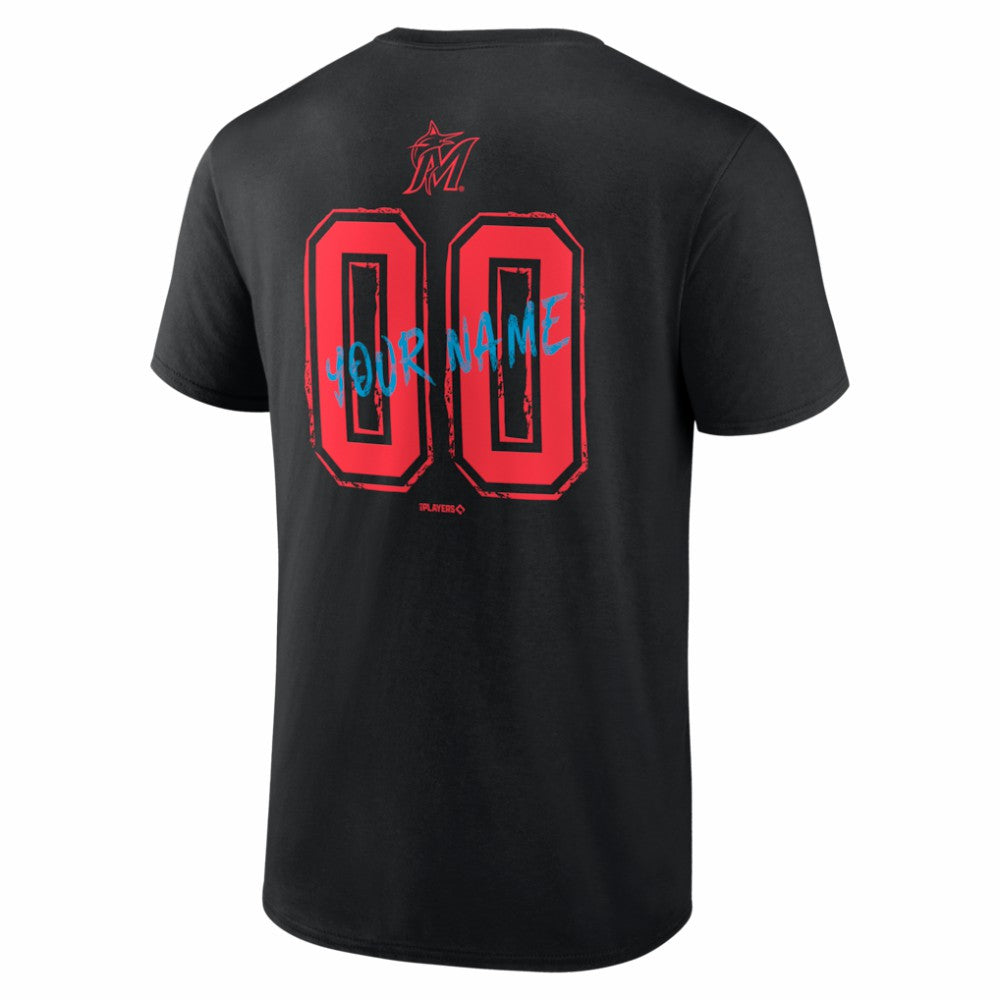 Miami Marlins  Hustle Personalized Name & Number T-Shirt Black