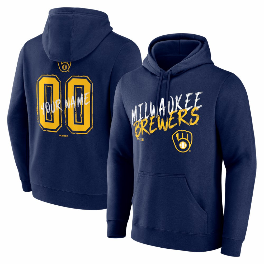 Milwaukee Brewers  Hustle Personalized Name & Number Hoodie Navy