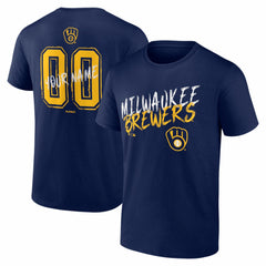 Milwaukee Brewers  Hustle Personalized Name & Number T-Shirt Navy
