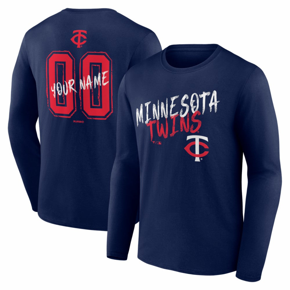 Minnesota Twins  Hustle Personalized Name & Number Long Sleeve T-Shirt Navy