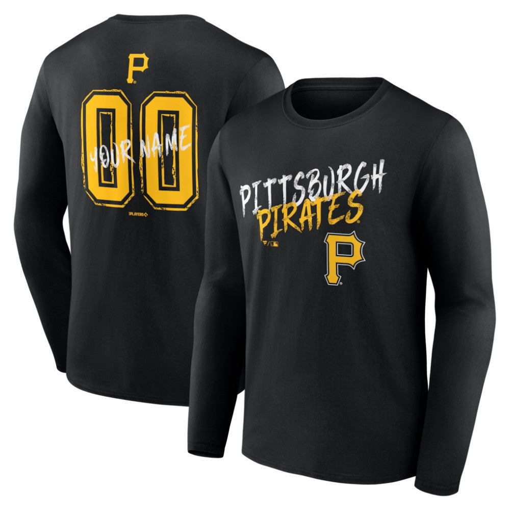 Pittsburgh Pirates  Hustle Personalized Name & Number Long Sleeve T-Shirt Black