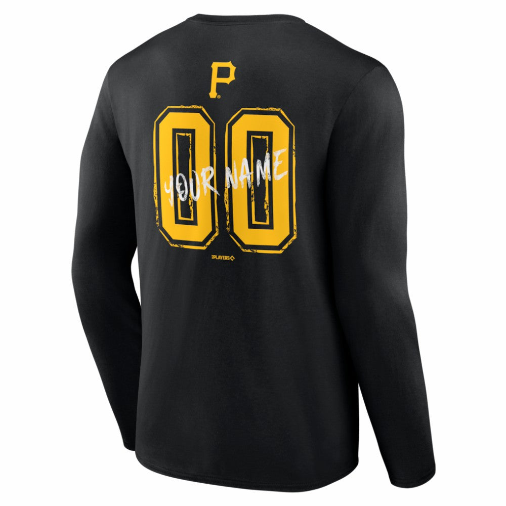 Pittsburgh Pirates  Hustle Personalized Name & Number Long Sleeve T-Shirt Black