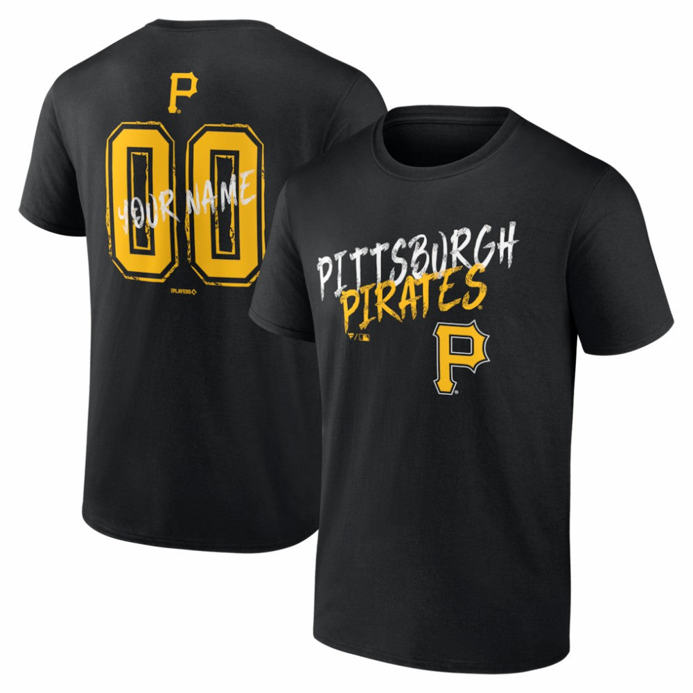 Pittsburgh Pirates  Hustle Personalized Name & Number T-Shirt Black