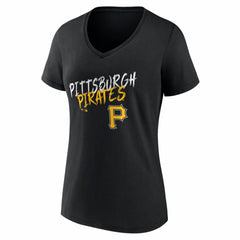 Pittsburgh Pirates Women's Hustle Personalized Name & Number V-Neck T-Shirt Black