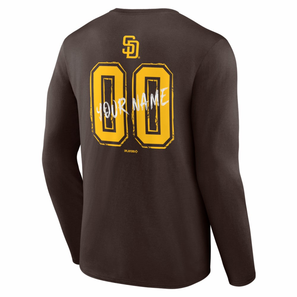 San Diego Padres  Hustle Personalized Name & Number Long Sleeve T-Shirt Brown