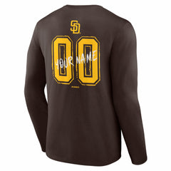 San Diego Padres  Hustle Personalized Name & Number Long Sleeve T-Shirt Brown
