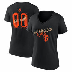 San Francisco Giants Women's Hustle Personalized Name & Number V-Neck T-Shirt Black