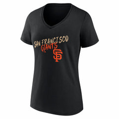 San Francisco Giants Women's Hustle Personalized Name & Number V-Neck T-Shirt Black