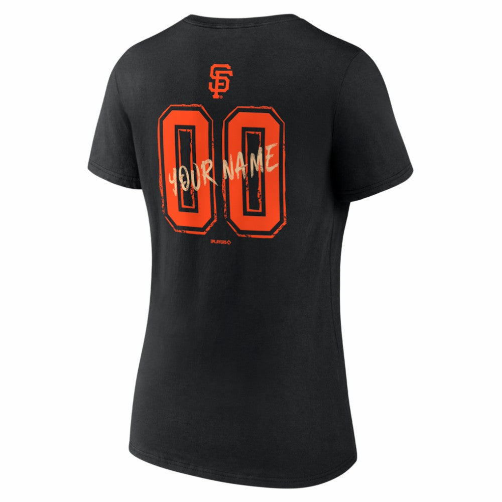 San Francisco Giants Women's Hustle Personalized Name & Number V-Neck T-Shirt Black
