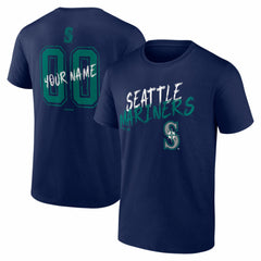 Seattle Mariners  Hustle Personalized Name & Number T-Shirt Navy