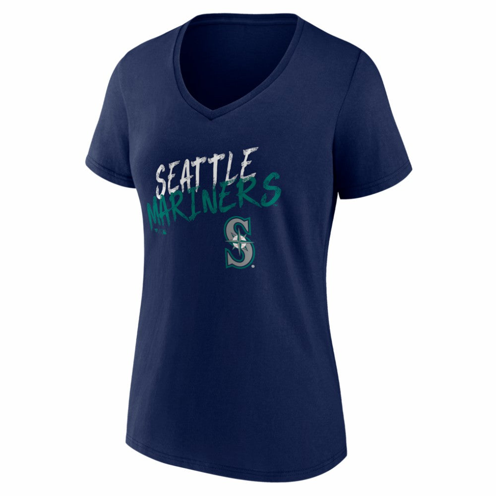 Seattle Mariners Women's Hustle Personalized Name & Number V-Neck T-Shirt Navy