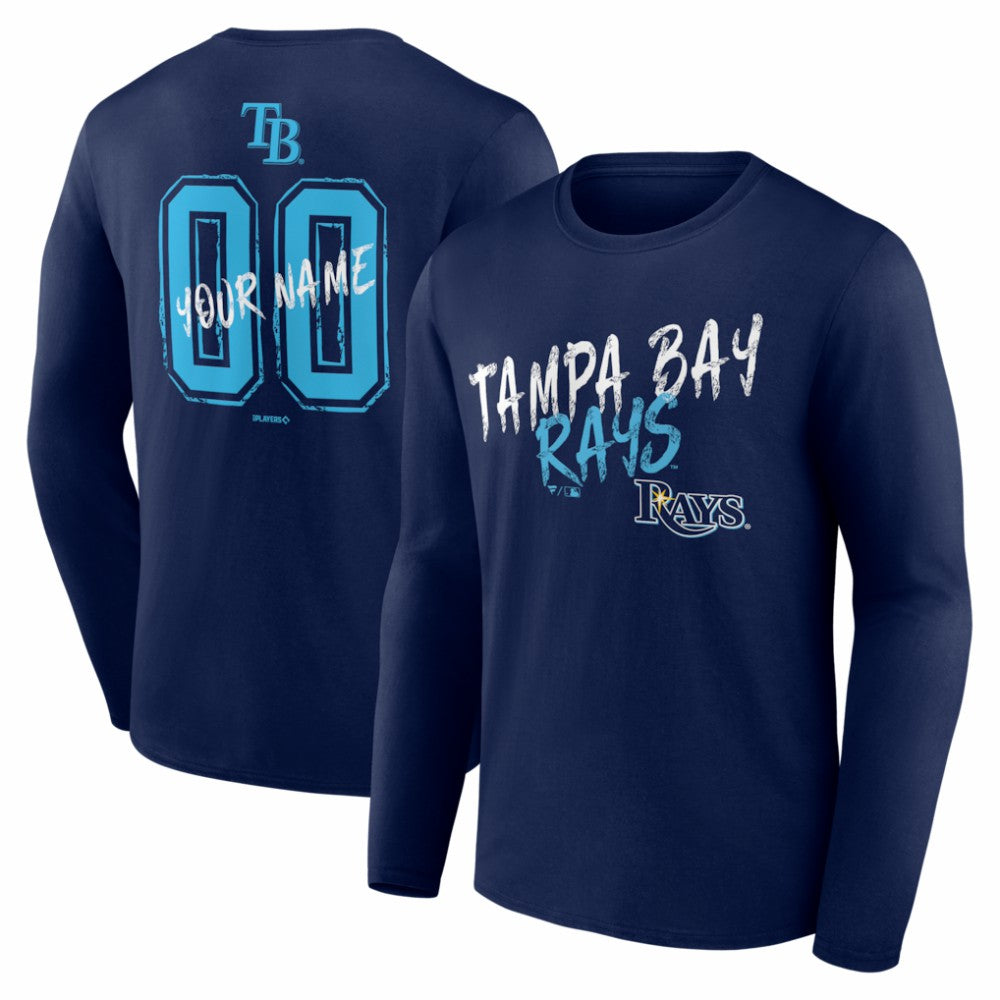 Tampa Bay Rays  Hustle Personalized Name & Number Long Sleeve T-Shirt Navy