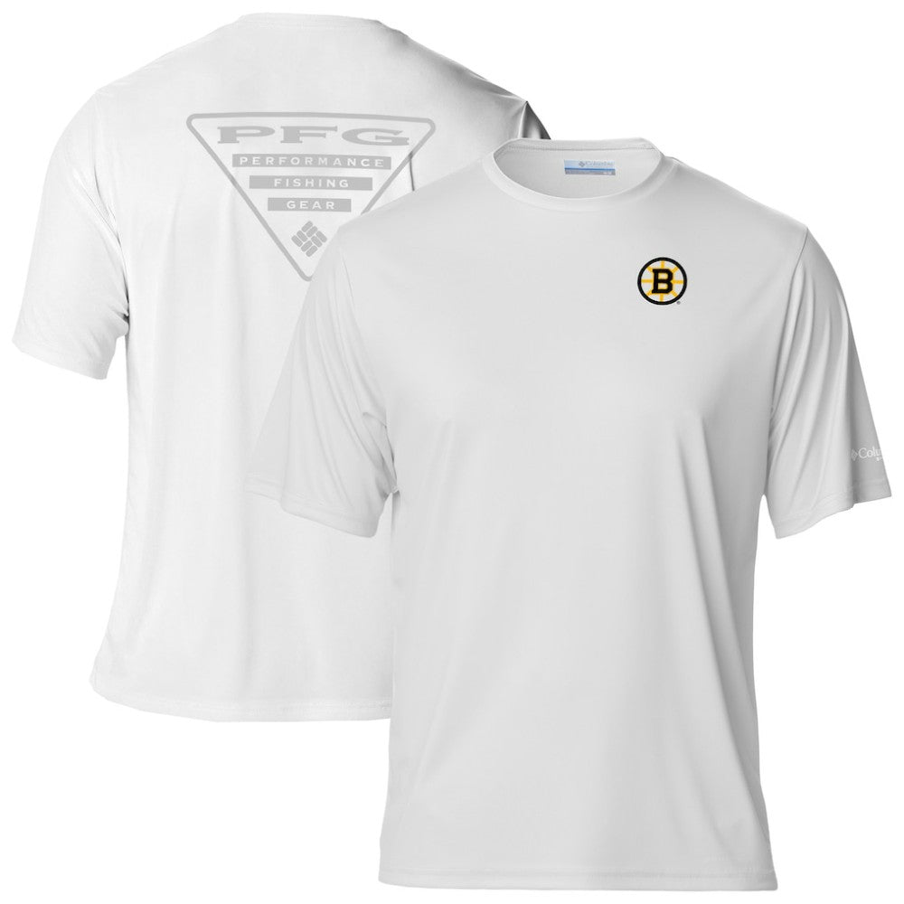 Boston Bruins Columbia PFG Terminal Tackle Omni-Shade T-Shirt White